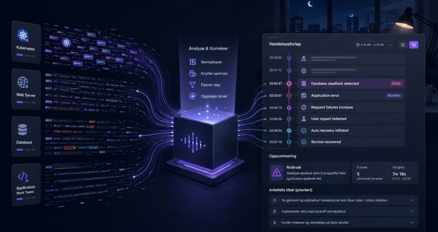 Illustrerer et dashboard for innehenting av logger
